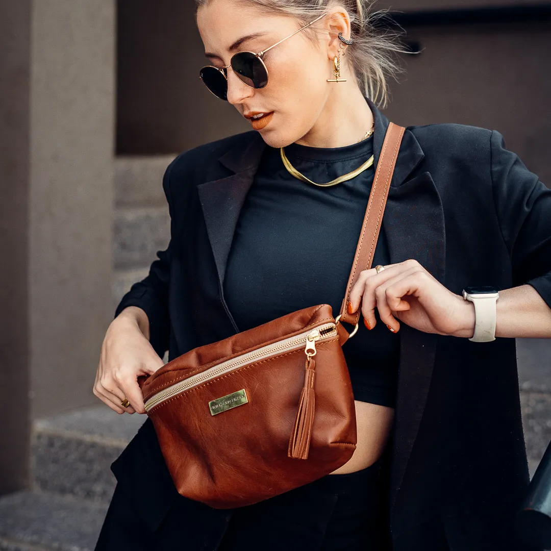 The Leather Belt Bag- Warm Tan