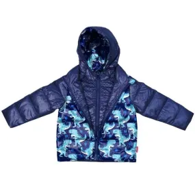 The Road Coat Down - Navy Raptor Print