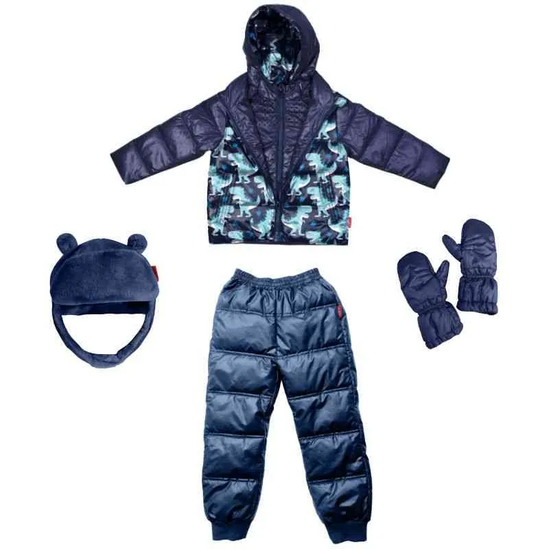 The Road Coat Down - Navy Raptor Print