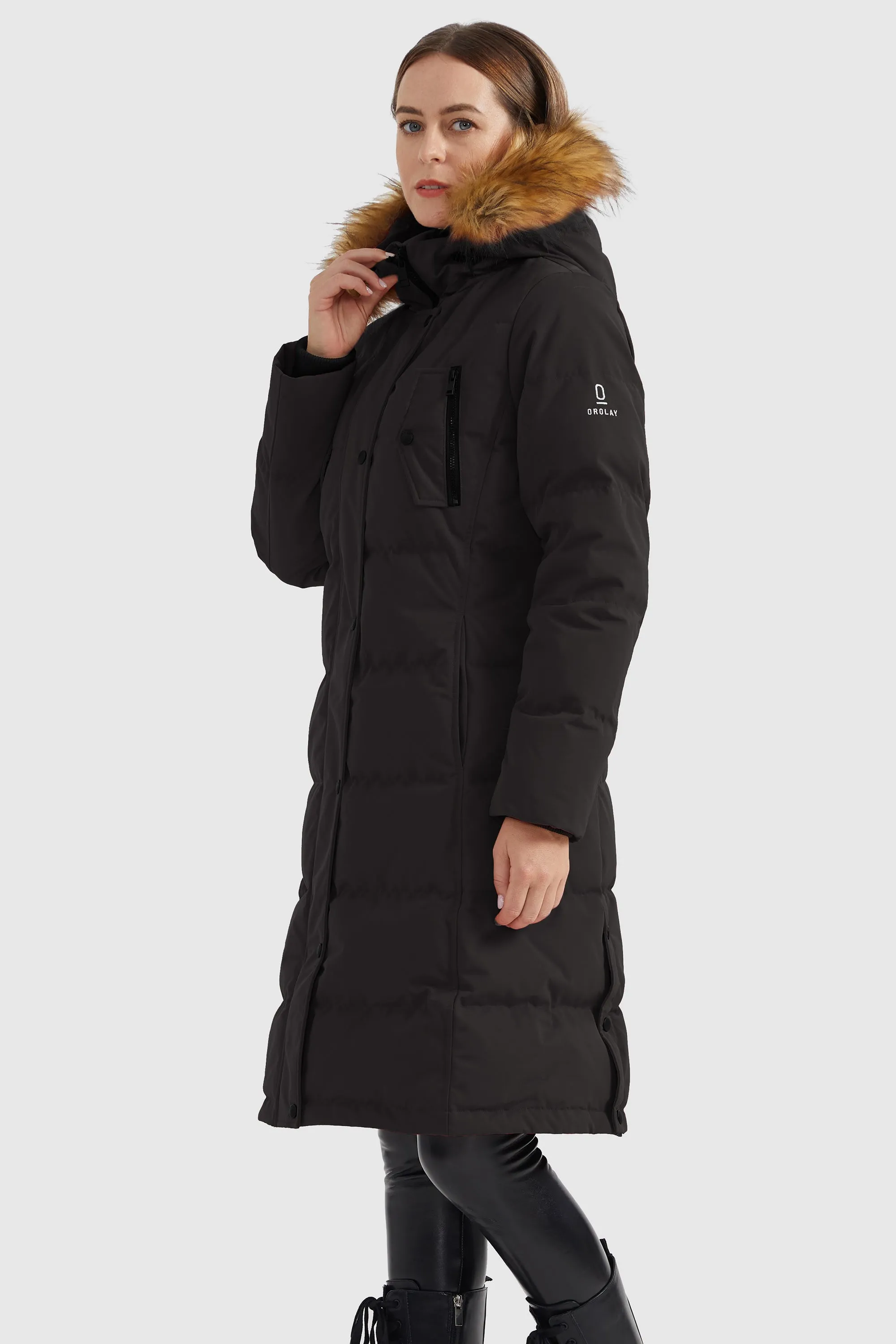 Windproof Puffer Fur Hooded Down Coat