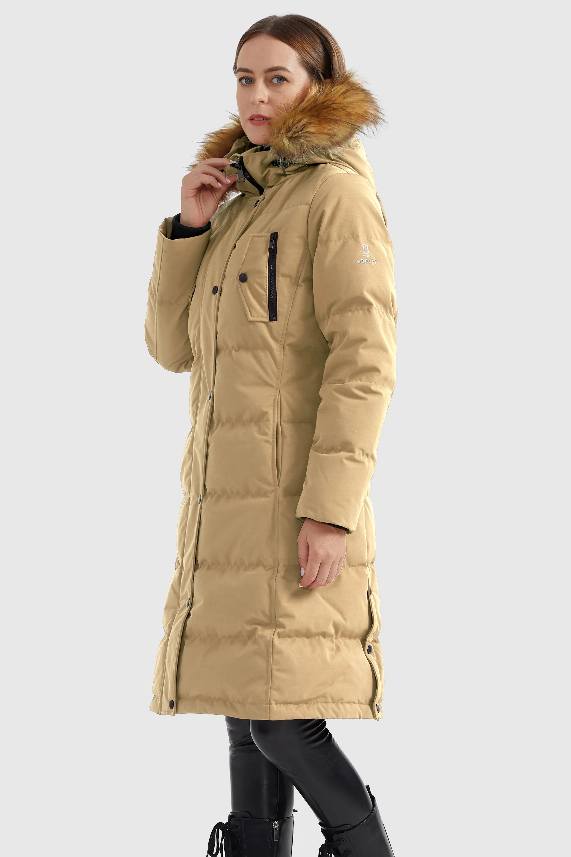 Windproof Puffer Fur Hooded Down Coat