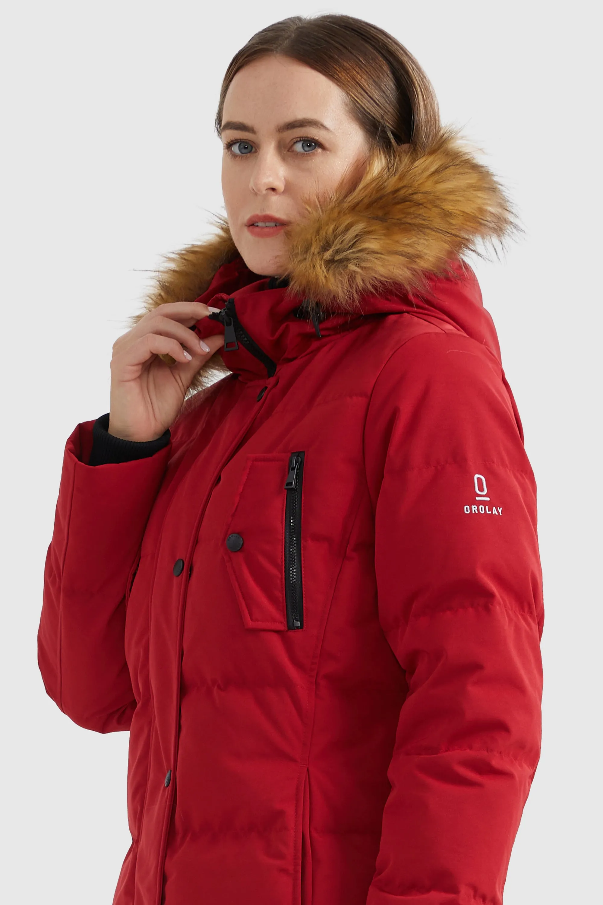 Windproof Puffer Fur Hooded Down Coat