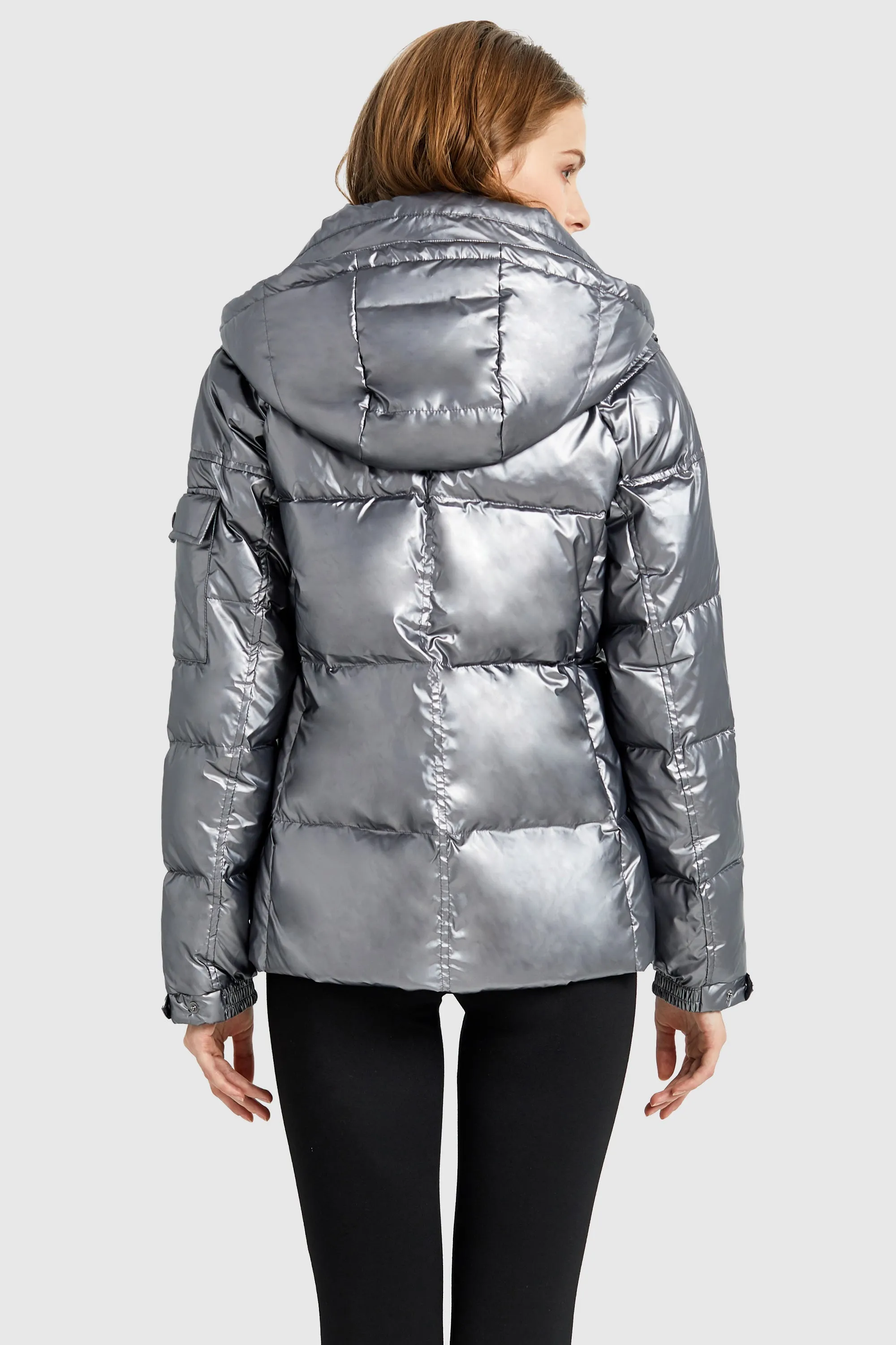 Winter Metallic Hooded Puffer Down Coat