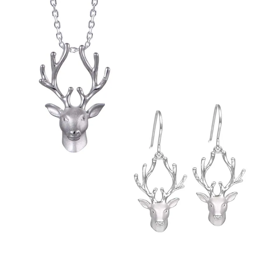 Winter Reindeer Pendant & Earrings Set