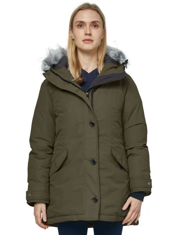 Womens Waterproof Winter Coat Warm Puffer Jacket Parka With Fur Hood