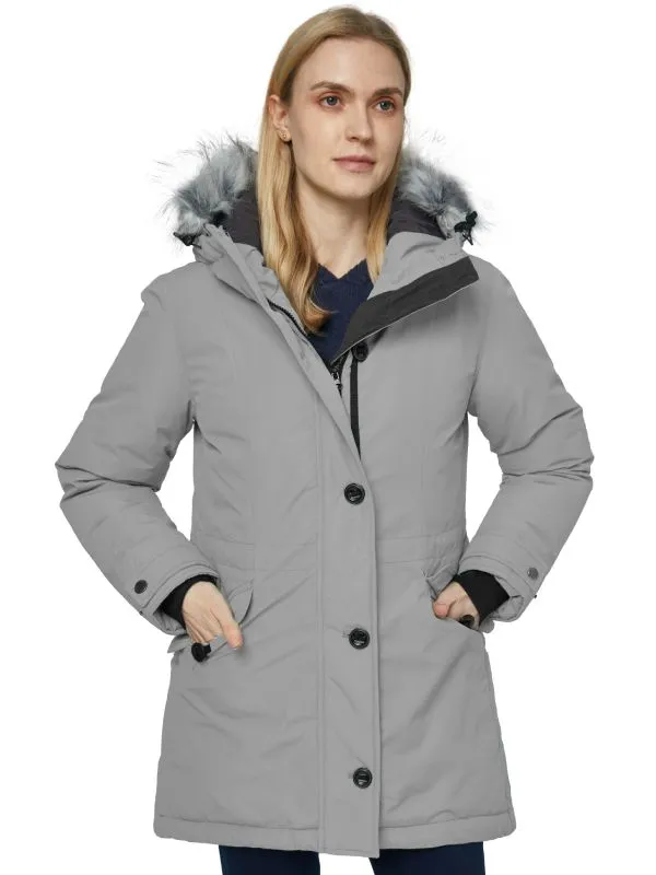 Womens Waterproof Winter Coat Warm Puffer Jacket Parka With Fur Hood