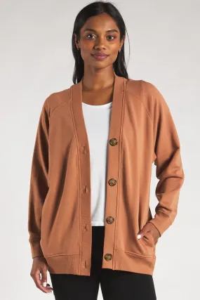 Yasmine Button-Front Bamboo Cardigan - Warm Brown