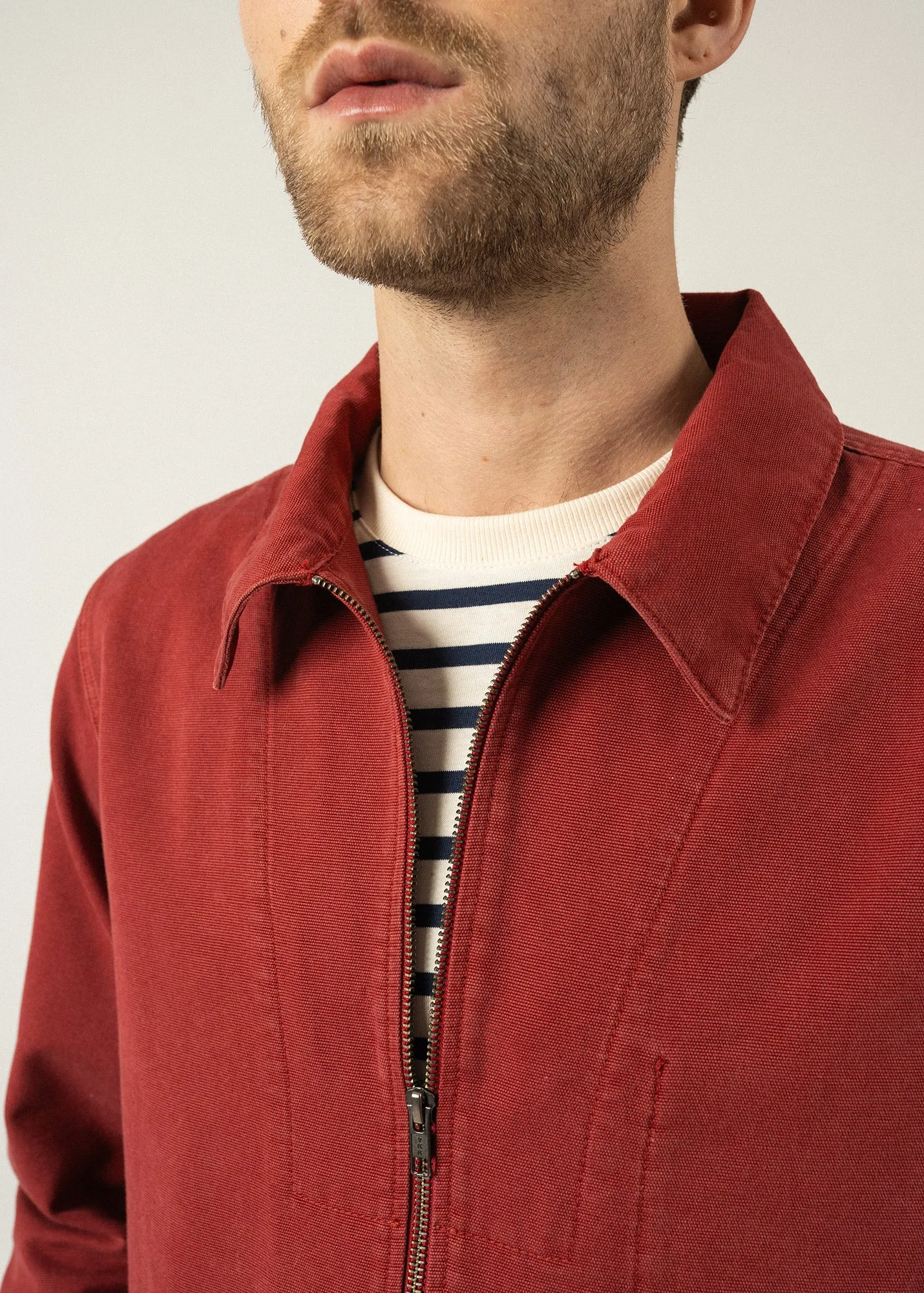 Zephyr smock style jacket - zipped, in cotton canvas (BRIQUE)