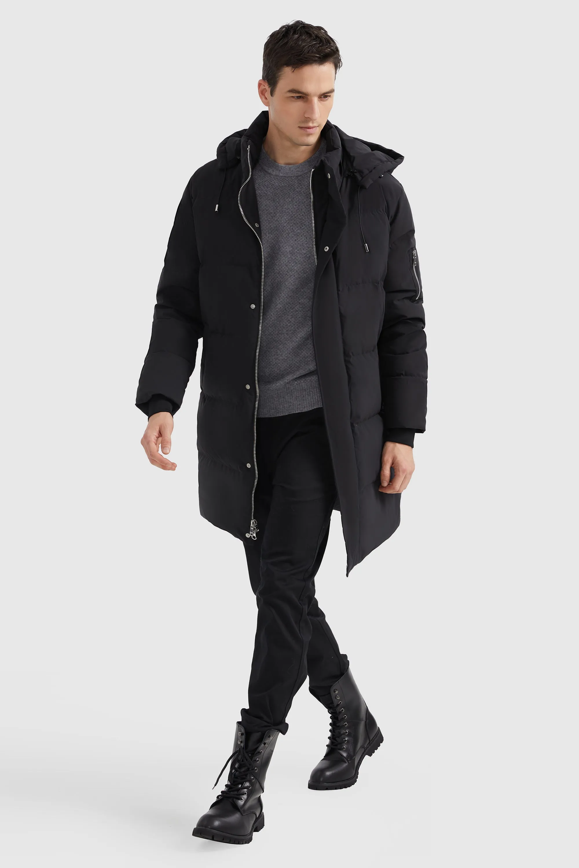 Zip Up Snap Button Thickened Down Jacket