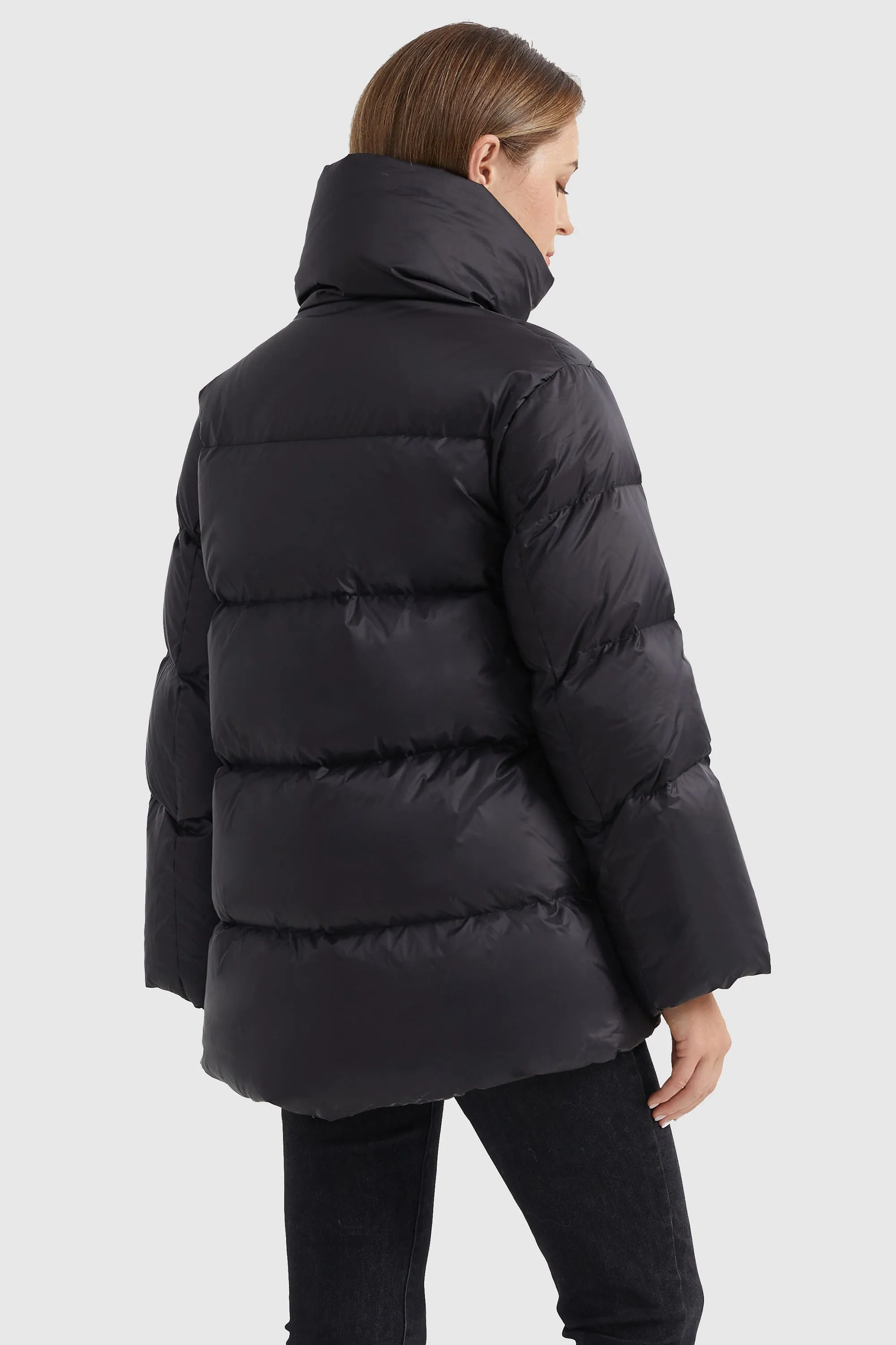 Zipper Front Puffer Down Coat