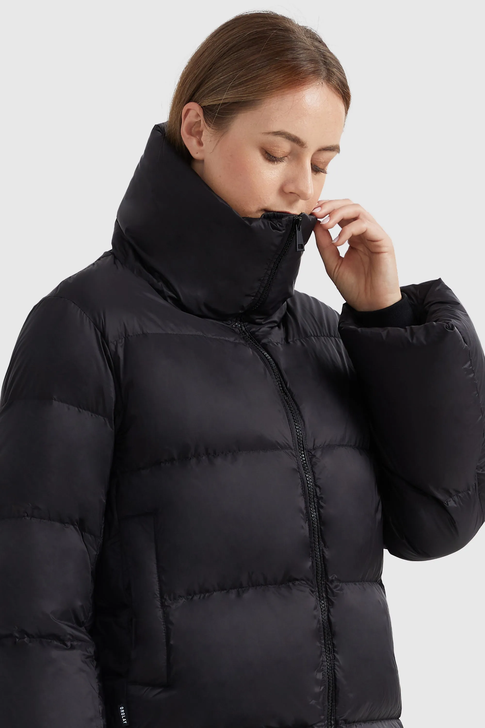 Zipper Front Puffer Down Coat